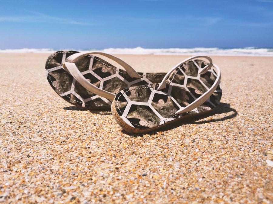 Antique white RHINO flip-flops - Crowdfunding campaign coming soon (Sept, 20)
