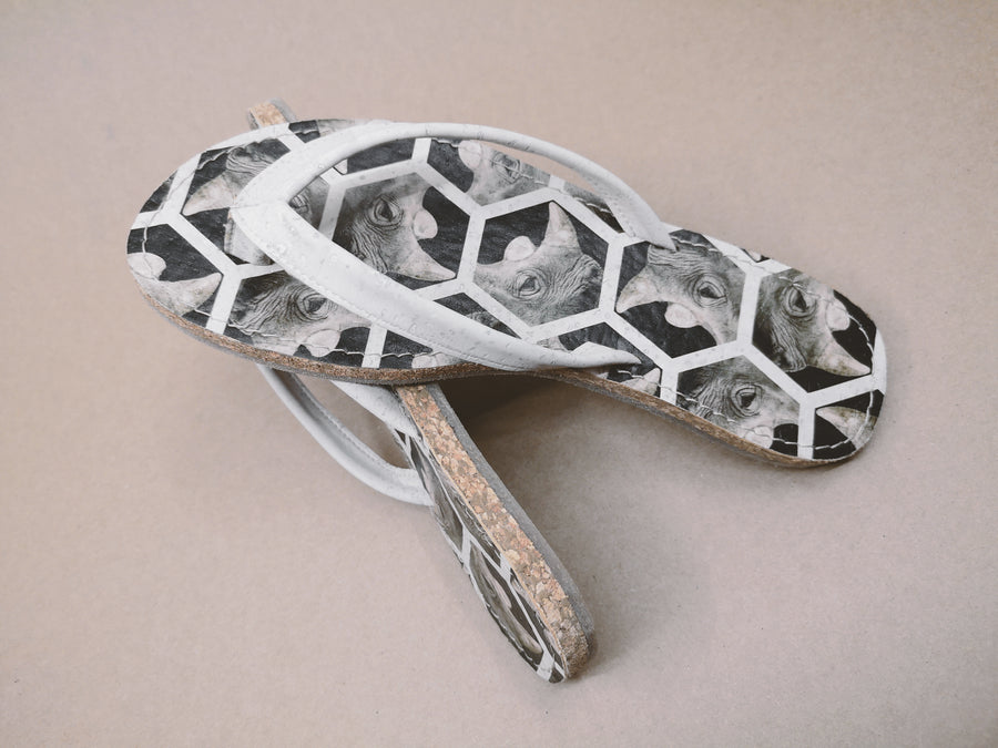 Antique white RHINO flip-flops - Crowdfunding campaign coming soon (Sept, 20)
